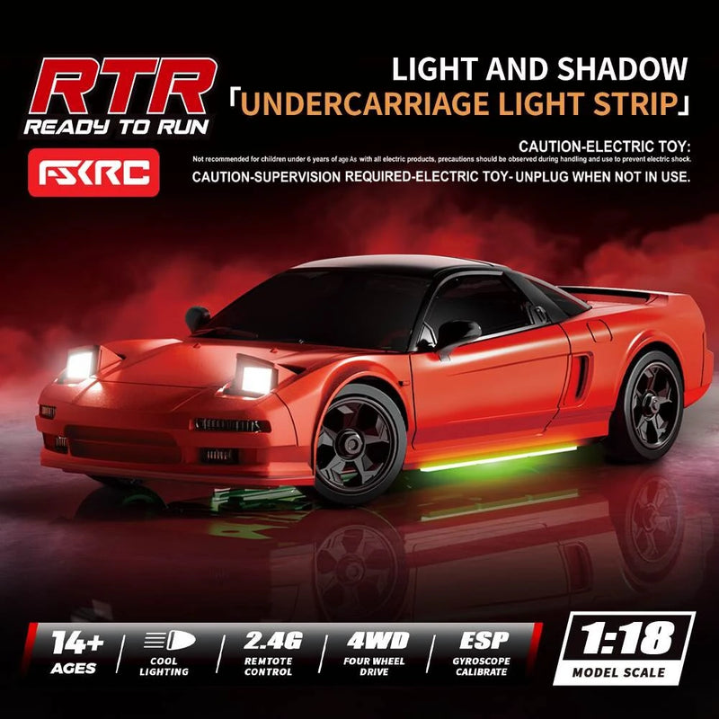 HB Toys RTR RP1801-1809 1/18 2.4G 4WD Drift RC Car ESP Gyro Full Proportional Racing LED Light Remote Control High-Speed Motor On-Road Racing Vehicle Model Boys Gifts Toys