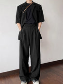 INCERUN Men Sets Short Sleeve Men Suit & Pant Mens Fashion Simple Solid Color Suits Two Pieces Outfits  Men's Casual Suits S-5XL