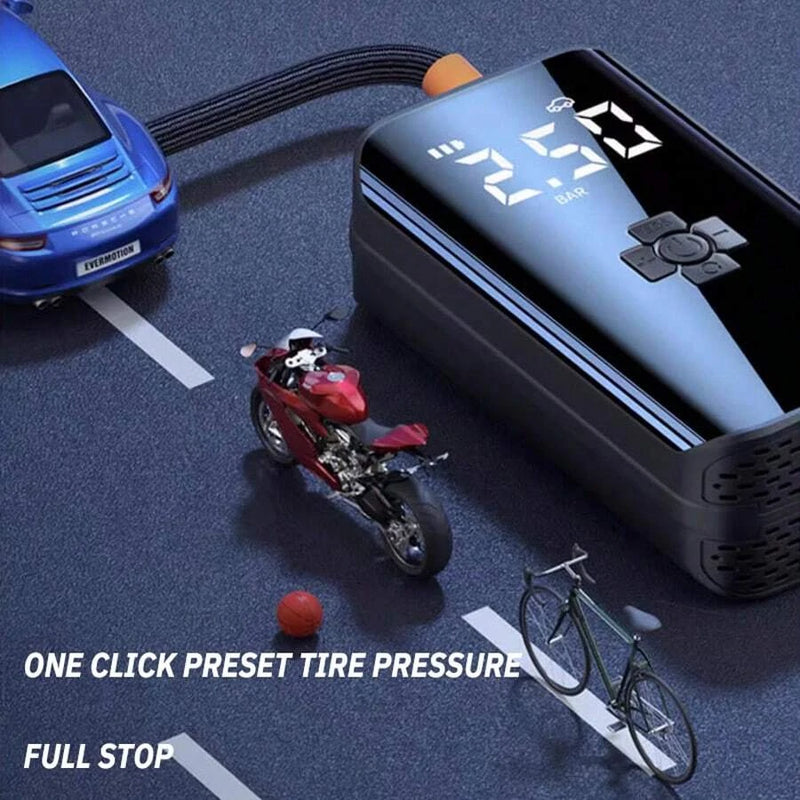 80W Smart Wireless Inflation Bicycle Air Pump 150PSI Electric Wireless 3600mAh Battery Power Bank Digital Display Noise Reduction Portable Tire Inflator Pump For Motorcycle Car bike Boat Ball