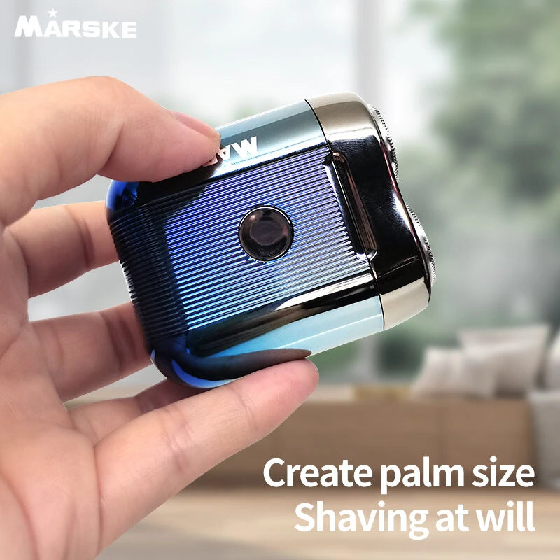 MARSKE Mini Electric Shaver Portable Men's Shaver IPX6 Washable Type-C Rechargeable Wet & Dry Compact Razor