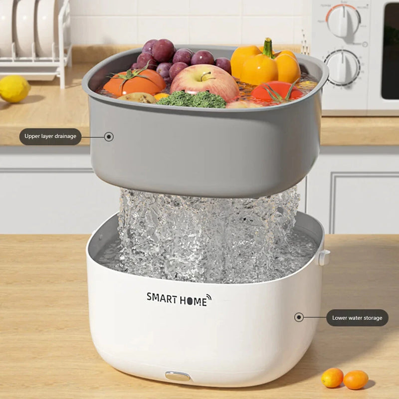 Ultrasonic Vegetable Washing Machine Fruit Dirt Cleaning Household Food Washer Pesticide Residue Washer Fruit Purifier Basket