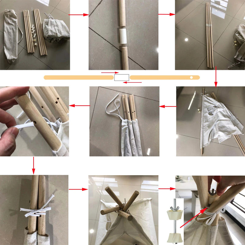 1.35M-1.8M Baby Tents Teepee Durable&Quality Cotton Canvas Triangle Tent Kids Playhouse Pretend Indoor/Outdoor Play Tent Decoration House Game Gift
