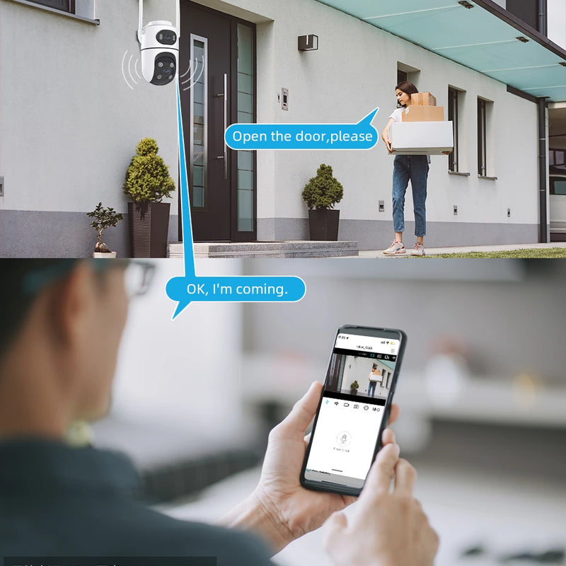 Wireless HD 3MP+3MP Binocular Camera ICSEE APP PTZ Monitoring Outdoor Home WIFI Camera