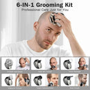 6-in-1 Men's Bald Head Electric Shaver and Trimmer Kit Waterproof and Rechargeable Rotary Shaver with 9 Floating Blades Beard Nose Ear Hair Clipper Facial Brush Quick Charging