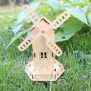 Solar Power Windmill Wooden DIY Model Kits Educational Scientific Experiments Early Education Toys Assembled Small House for Children
