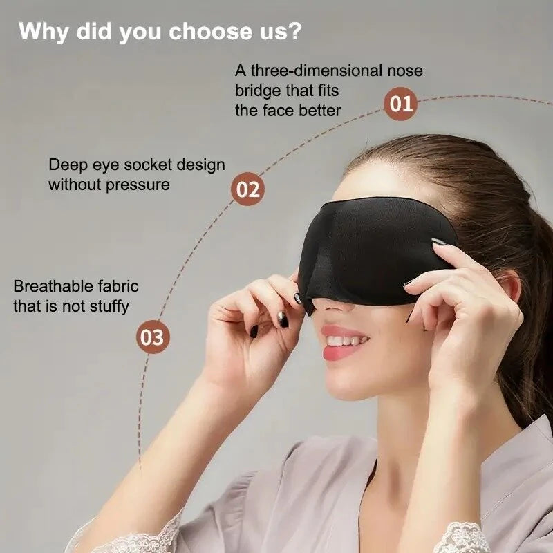 KALOAD 3D Stereoscopic Sleep Eye Mask Sleep Magic Memory Sponge Black Shading Breathable Quik Sleep for Outdoor Travel
