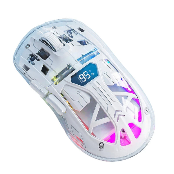 Free Wolf A2 Dual-mode Gaming Mouse with Digital Screen PixArt 3212 Sensor 4000DPI RGB Light Transparent Shell Wireless bluetooth Gamer Mice