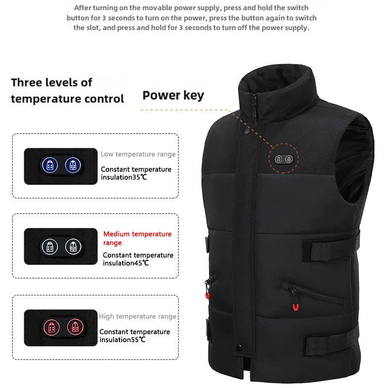 TENGOO HZV-04 4 Areas Heated Vest Men Women  Adjustable Size USB Electric Self Heating Vest Warming Waistcoat Heated Jacket Washable Thermal Winter Clothes
