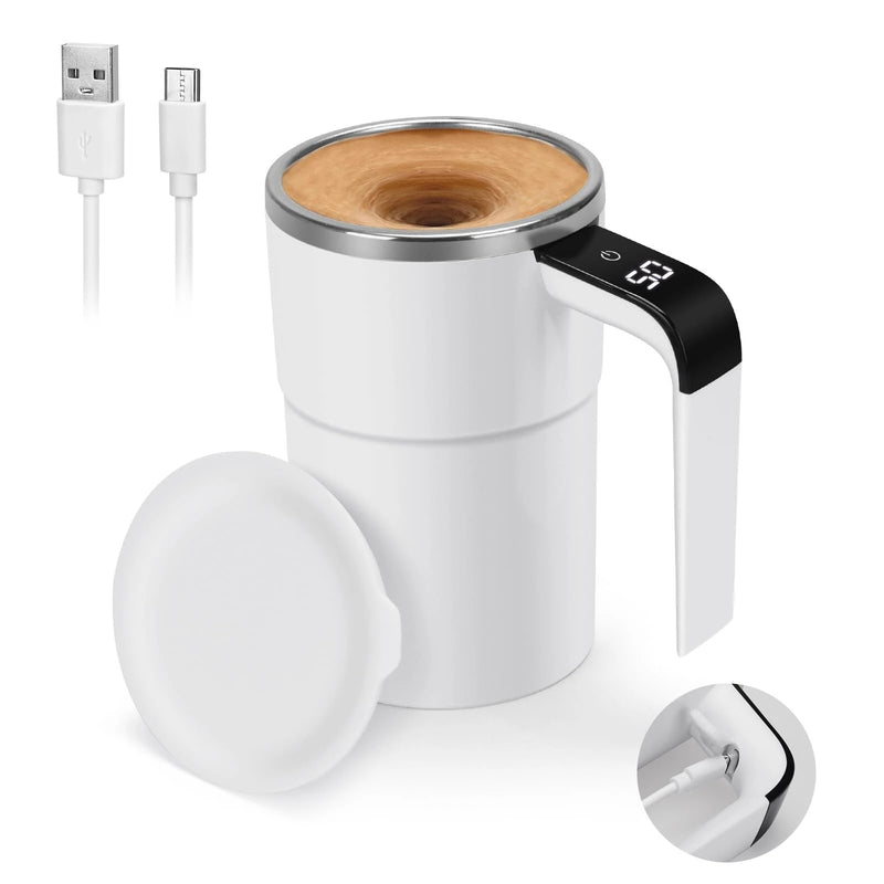 IPRee Intelligent Magnetic Auto-Stirring Cup with LED Display Temperature 380ml Rechargeable Portable Mixing Coffee Mug For Home & Office Use