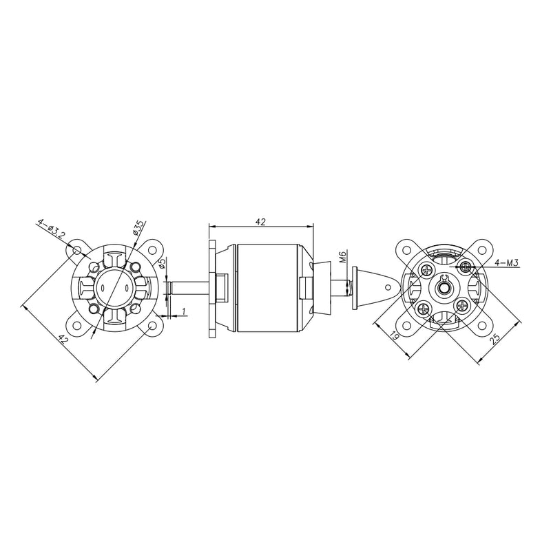 SURPASS Hobby C3542 1000KV/1250KV/1450KV Outrunner Brushless Motor for RC Airplane Fixed-wing EDF Ducted Fan Unit