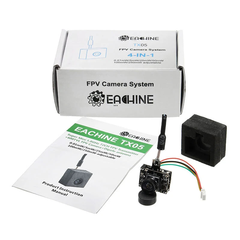 Eachine TX05 Micro FPV Combo 600TVL Camera 5.8G 72CH VTX Adjustable 0.01 to 250mW with OSD for Racing Drones
