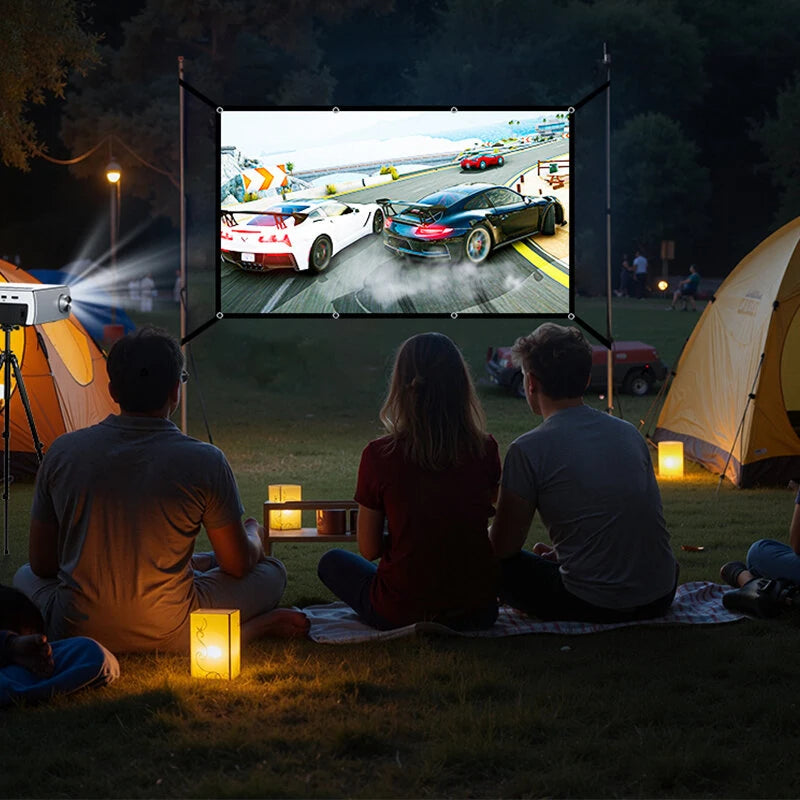 100/120 Inch V Buckle Extension Portable Projector Screen 16:9 4K Compatible 160 Wide Viewing Angle HD Outdoor Indoor Easy Setup Washable Projection Screen for Home Theater Backyard