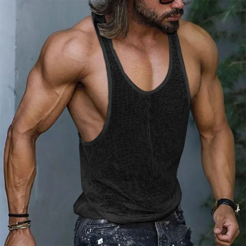 INCERUN Men Tank Tops Mesh Transparent O-neck Sleeveless Vests Streetwear Summer Breathable Fashion Men Clothing S-5XL