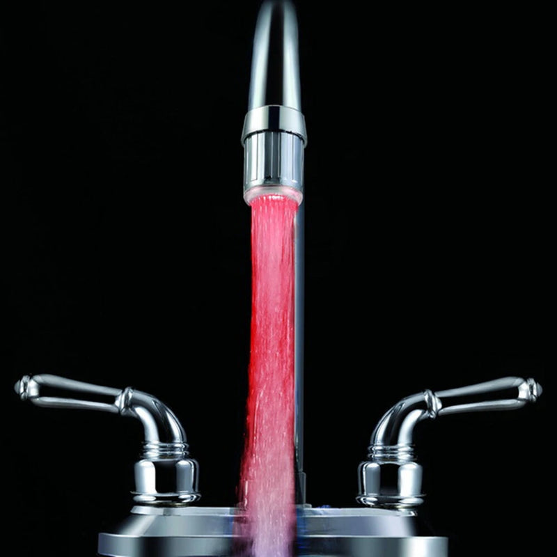 Colorful LED Light Basin Sink Faucet Temperature Sensor Light Color Changing Hydropower with Adapter