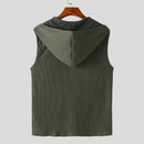 INCERUN Zip-Up Hooded Tank Top for Men Comfy Solid Color Men Vest Summer Daily Sleeveless Male Clothing
