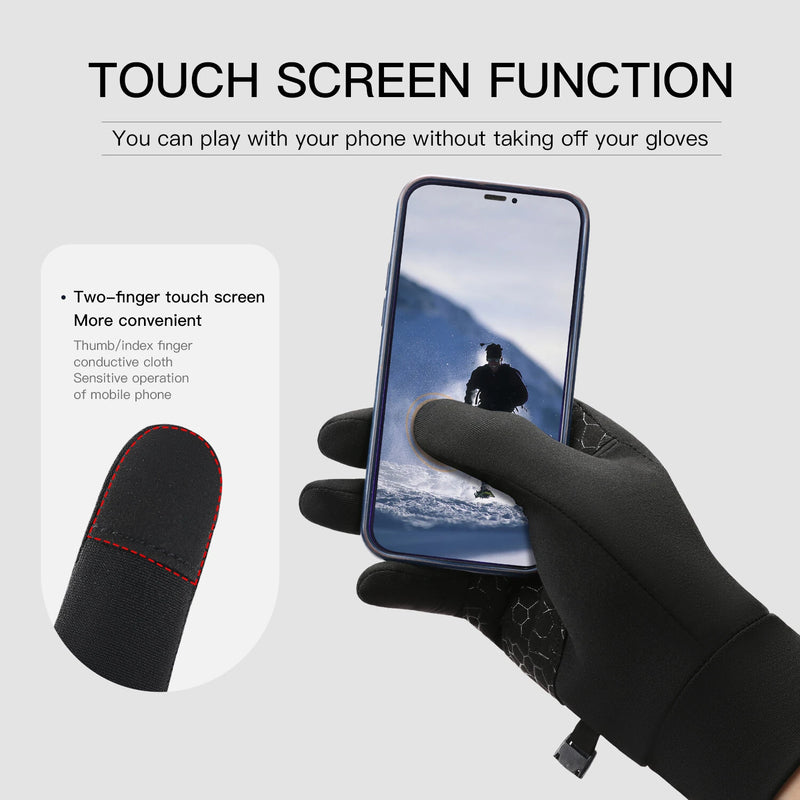 VILICO 1 Pair of Warm Winter Gloves Men Women Outdoor Sports Touchscreen Non-Slip Cycling Gloves Thin Edition with Velvet-L/XL