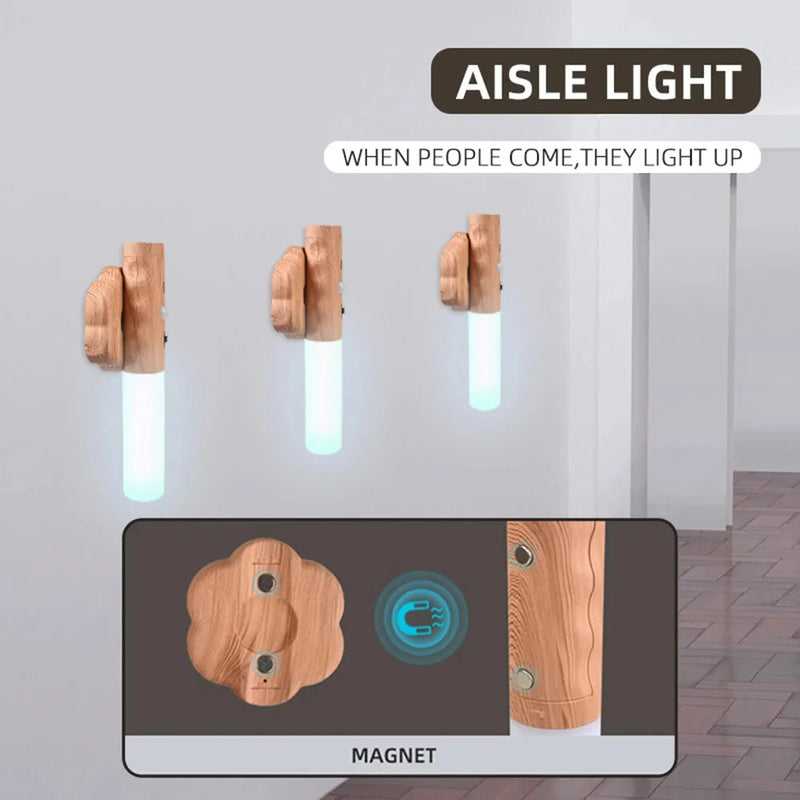 LED Motion Sensor Night Light Kitchen Cabinet Light Usb Rechargeable Wall Light Home Bedroom Table Lamp Bedside Lamp