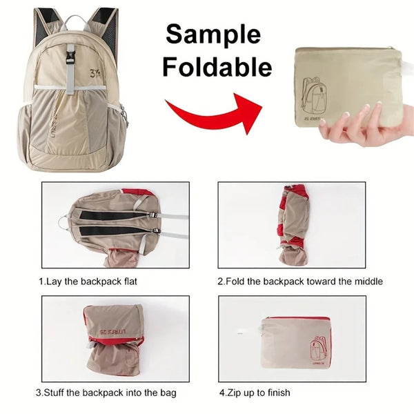 IPRee Ultralight Foldable Backpack,Waterproof Hiking Pack for Trekking Travel,Compact Long-lasting Small Bag with Adjustable Straps