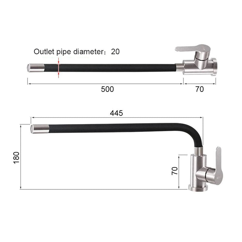 360 Rotatable 304 Stainless Steel Kitchen Silicone Tube Faucet Hot And Cold Brushed Universal Rotatable Vegetable Sink Faucet