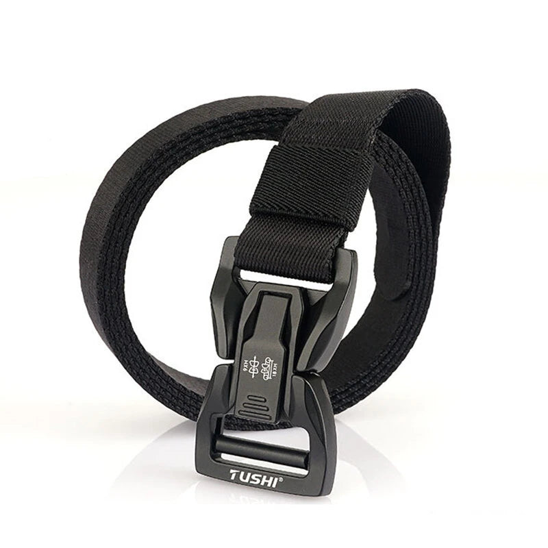 TUSHI Quick Release Metal Buckle Tactical Belt Breathable Elastic Military Belts For Men Stretch Pant Waistband Hunting Belt