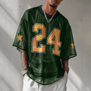 INCERUN Mens Mesh Number Print Short-Sleeve T-Shirt Fashion Streatwear Matching Jerseys Top for Male Plus Size S-5XL