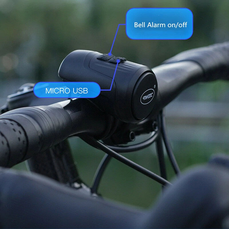 BENGGUO 2 in 1 Bike Handlebar Electric Horn 120dB  Loud Anti Theft Alarm USB Charging IPX5 Waterproof 60 Days Standby Bicycle Safety Warning Bell for Cycling