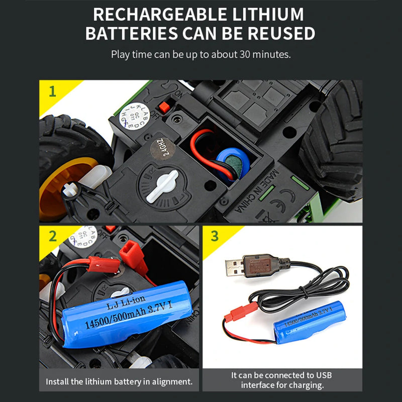 KORODY 6602 RTR 1/24 2.4G 6CH RC Car Harvester Truck Remote Control Farmer Models Smoke Light Sound Vehicles Machine Toys