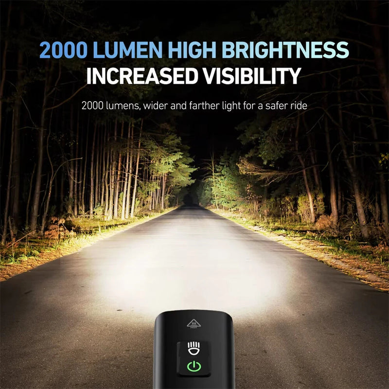 CLAMI BR 2000 Lumens Bicycle Headlight 4500mAh 5 Gears IPX6 Waterproof Type-C Charging High Brightness Bike Front Lights for Road Cycling Safety