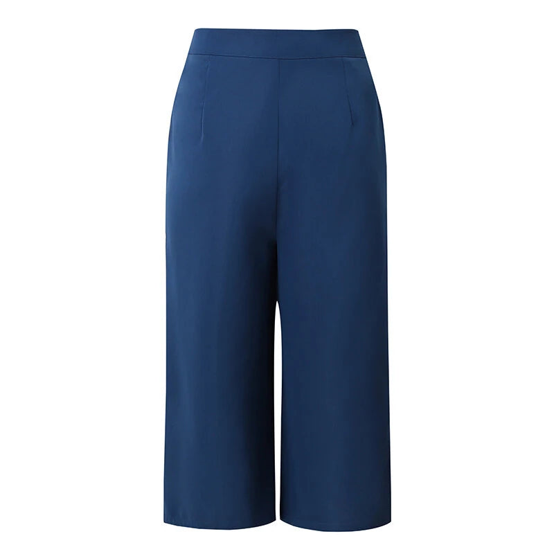 ZANZEA Daily Style Womens Crop Long Pants High Waisted Casual Loose Wide Leg Trousers