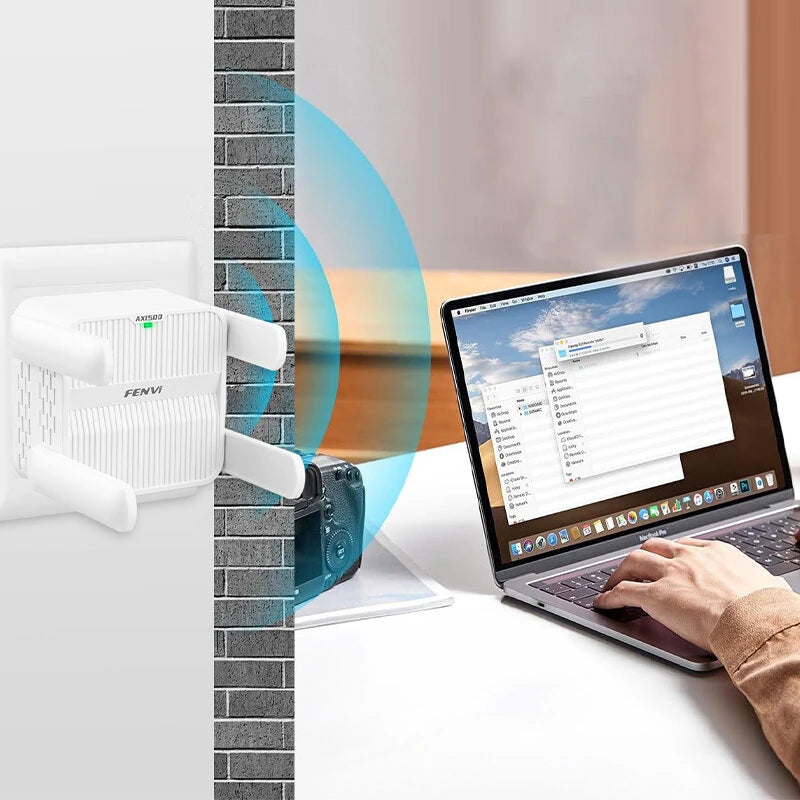 FENVI AX1500 WiFi 6 Repeater Extender Signal Booster Dual Band 2.4G/5GHz Wi-Fi Signal Amplifier Long Range Router with 4 Antennas