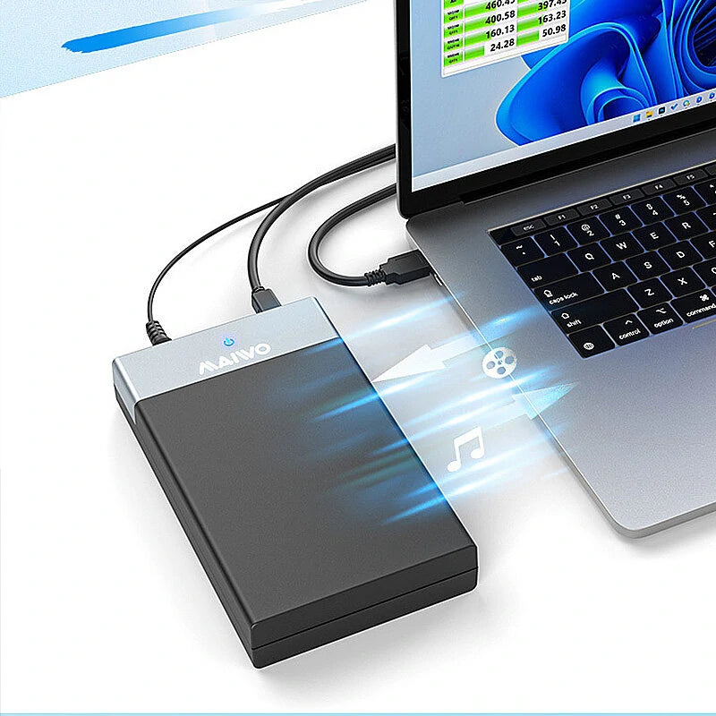 MAIWO K3568D HDD Enclosure 2.5/3.5inch SSD Case USB3.0 to SATA3.0 5Gbps External Case with USB2.0 Expansion Mobile Portable Hard Drive for PC Laptop EU Plug