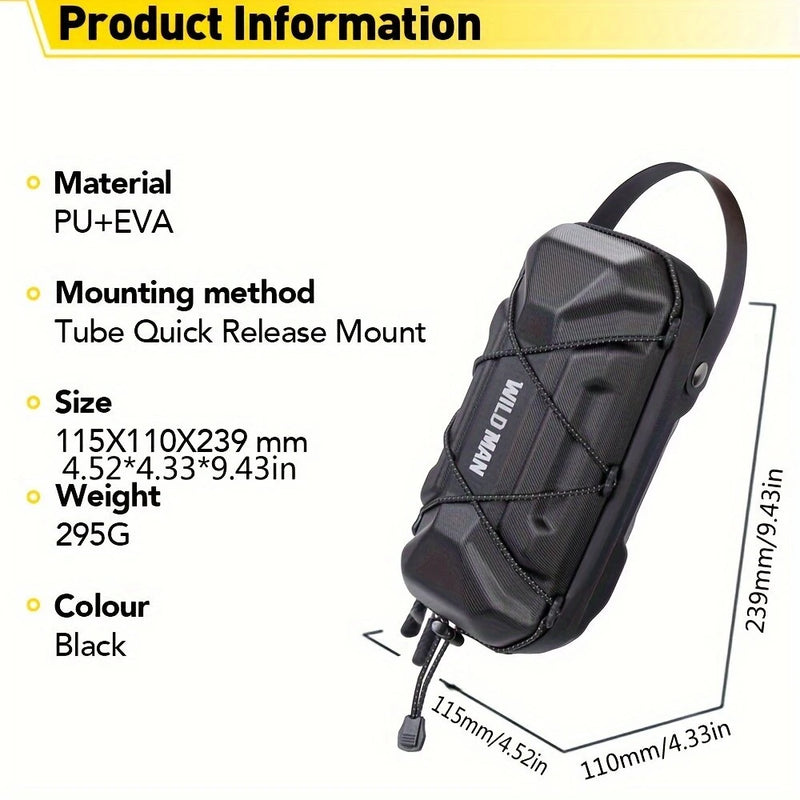 WILD MAN 2L EVA Hard Shell Scooter Handlebar Bag Waterproof Large Capacity Reflective Quick Release Handlebar Bag for Bike Electric Scooter Motorcycle