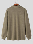 Mens Solid Knit Quarter Zip Long Sleeve Golf Shirt