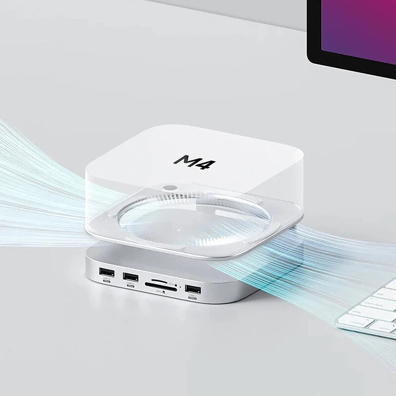 Hagibis MC60 MC60H USB-C Hub with M.2 SSD Enclosure for Mac Mini M4/M4 Pro Stand Type-C Docking Station SSD Case USB3.2 Gen2 SD4.0 TF4.0 4K HD