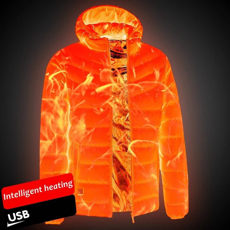 TENGOO HJ-09A 9 Areas Heating Jacket USB Winter Outdoor Electric Heated Jackets Warm Sports Thermal Coat Clothing Heatable Cotton jacket