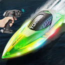 HXJRC HJ819 2.4G 4CH RC Boat High Speed LED Light Speedboat Waterproof 15km/h Electric Racing Vehicles Models Lakes Pools Remote Control Toys