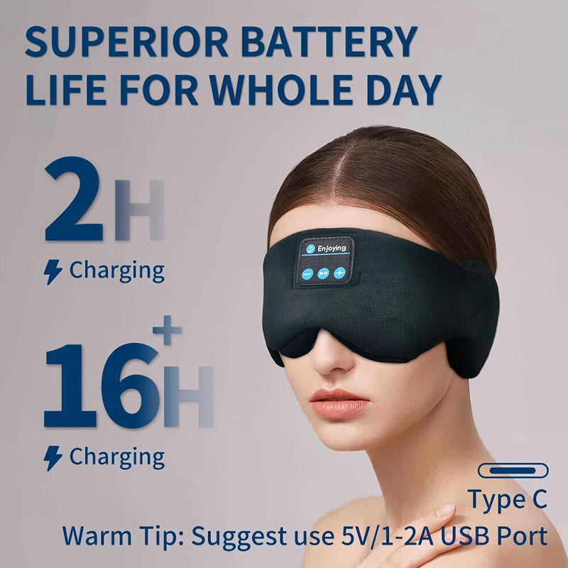 KALOAD Soft Cotton Bluetooth V5.3 HiFi Music Sleeping Eye Mask Type-C USB Charging Headband Shade Eye Mask for Travel Night Sleeping