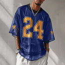 INCERUN Mens Mesh Number Print Short-Sleeve T-Shirt Fashion Streatwear Matching Jerseys Top for Male Plus Size S-5XL