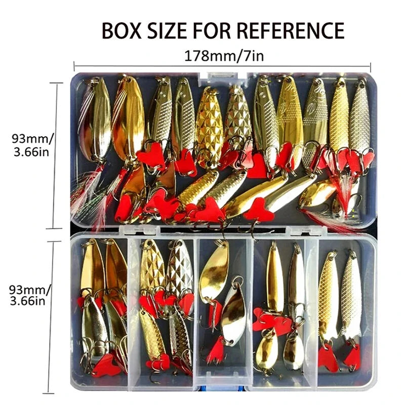 ZANLURE Hot Brilliant Metal Jig Spoon Fishing Lure Set 35pcs Wobblers Kit Pike Spoon Bait Fishing Tackle for Lake River Sea