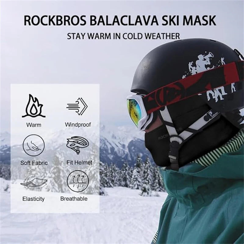 ROCKBROS Full Face Mask Warm Winter Scarf Balaclava Helmet Liner Fishing Skiing Hiking Bike Mask Windproof Breathable Headgear