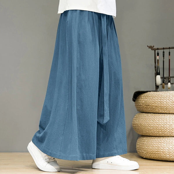 INCERUN Men Loose Pant Plus Size Wide Leg Casual Long Mens Pants Fashion Solid Color Daily Trousers Men's Bottoms