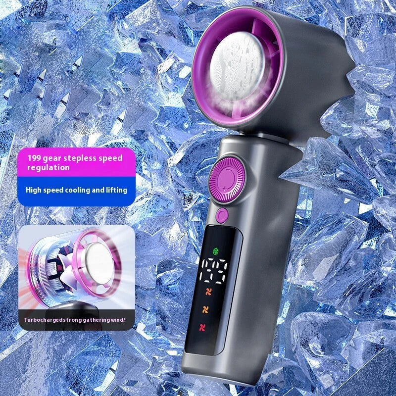 Tevorex High-Speed Handheld Cooling Fan 1-199 Adjustable Gear Violent Turbo Fan Digital Display Screen Desktop 4000mAh Portable Small Fan