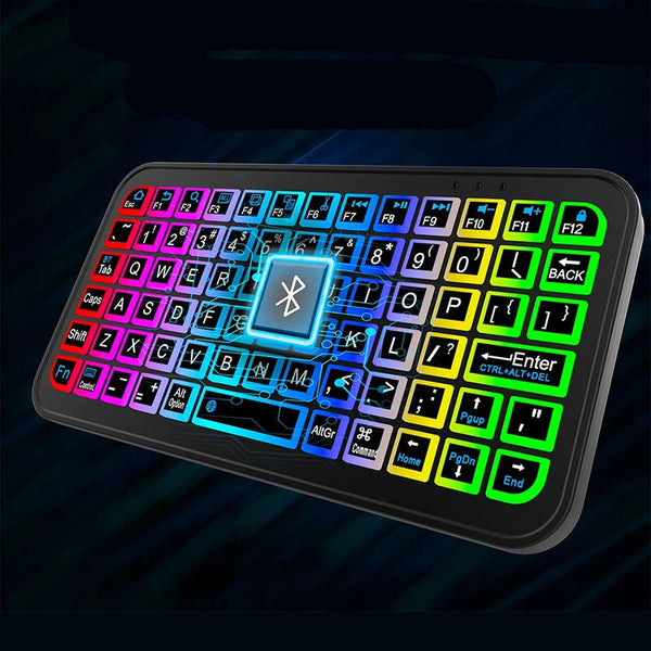M7 74-keys Wireless bluetooth 5.2 Smart Keyboard with Colorful Backlit Mini Thin Rechargeable Keyboard for Tablet Android iOS Windows