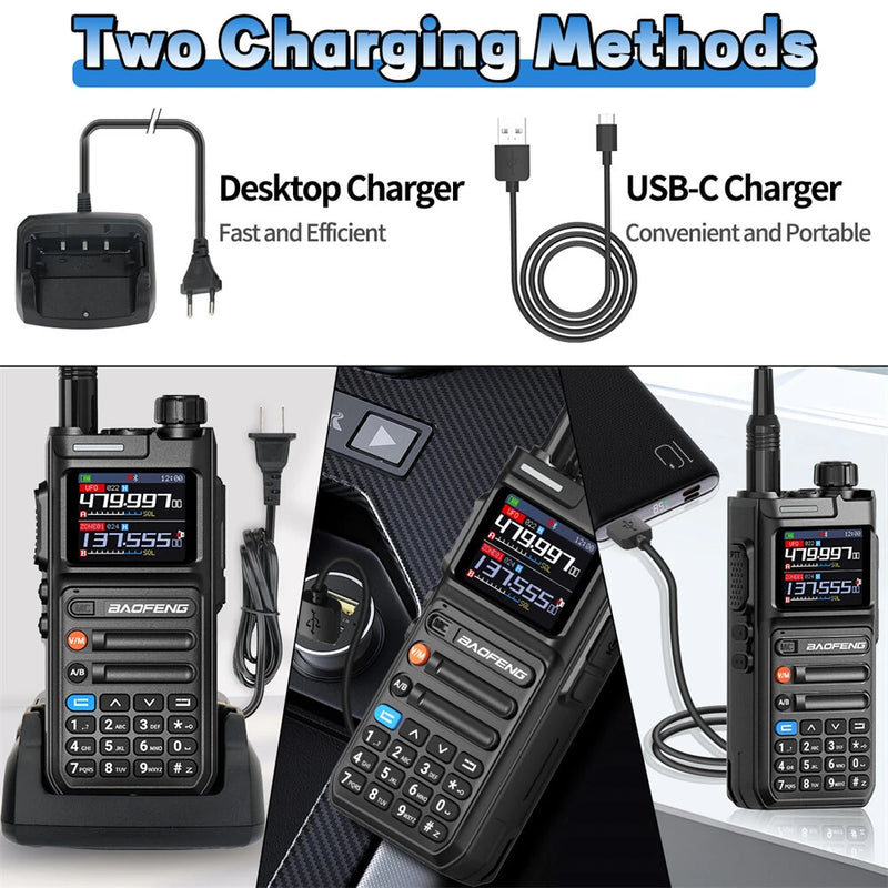 BAOFENG AR26 Walkie Talkie GPS Real-Time Positioning Voice Recording 10W Output 1000 Channels NOAA Weather Reception EU Plug