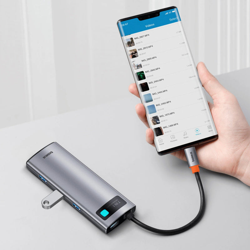 Baseus 7-in-1 Type-C Docking Station with USB3.0*3 / PD100W Type-C / 4K@60Hz HD / SD&TF Card Reader Slot for Laptop PC Computer HUAWEI XIAOMI Macbook
