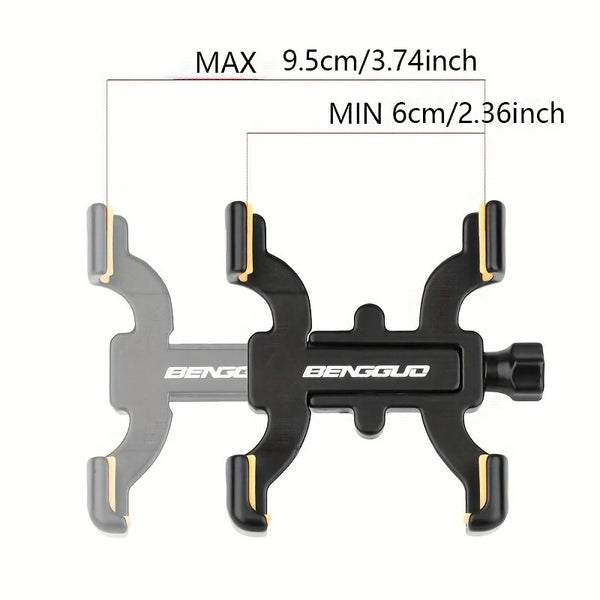 BENGGUO Four-Claw Bike Holder 360 Adjustable Shockproof Anti-fall Aluminum Alloy Handlebar Holder with Rubber Gasket for Motorcycle Bicycle Scooter Bracket