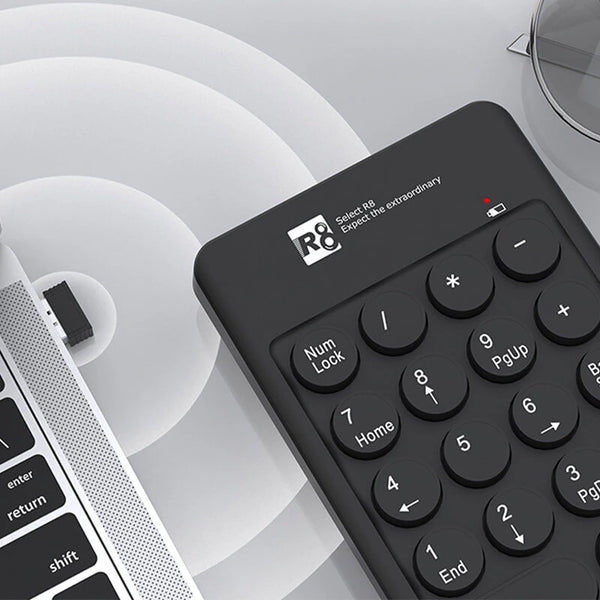 R8 1817 Mini Wireless Numeric Keypad 18-Keys Ergonomics Numpad 2.4G Wireless Keyboard Plug and Play for Offices Computer Gamer