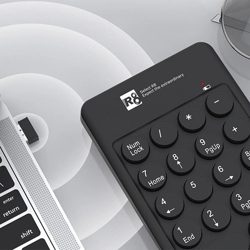 R8 1817 Mini Wireless Numeric Keypad 18-Keys Ergonomics Numpad 2.4G Wireless Keyboard Plug and Play for Offices Computer Gamer