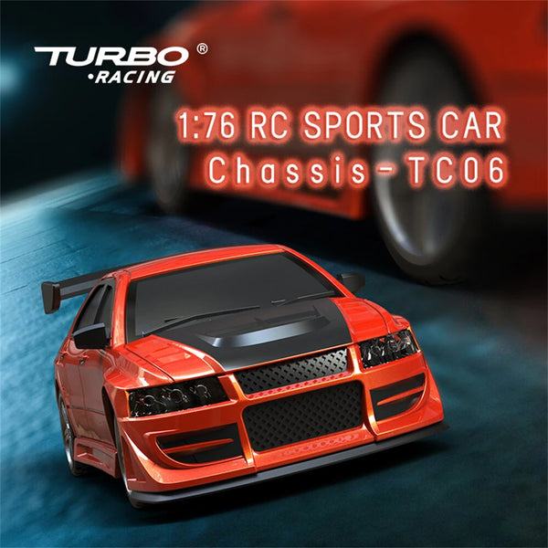 Turbo Racing C76 RTR 1/76 2.4G RWD Mini Drift RC Car Sports TC06 Chassis New Upgrade Motor THR-Curve Shocking Adjustable Wheelbase Micro LED Lights Full Proportional Vehicles Model Toys