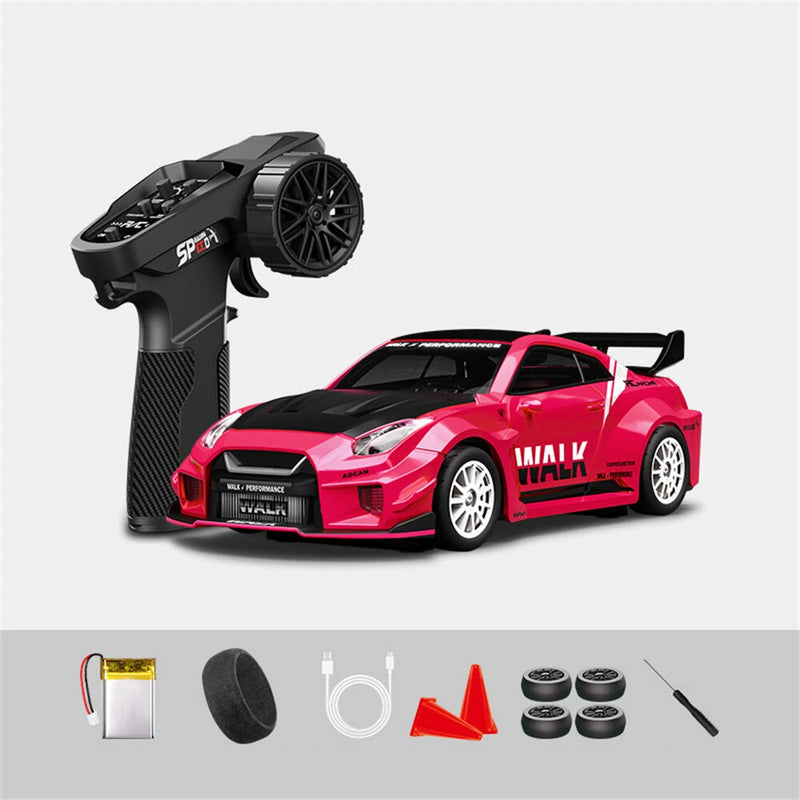 Hstar D43-02 RTR 1/43 2.4G 4WD Drift RC Car Gyro Mini Full Proportional Alloy Body Shell LED Light Remote Control High-Speed Motor On-Road Racing Vehicle Model Boys Gifts Toys